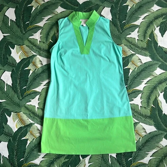 STS Sail to Sable • Preppy Blue & Green Tunic Shift Dress • Size Large - Picture 5 of 10